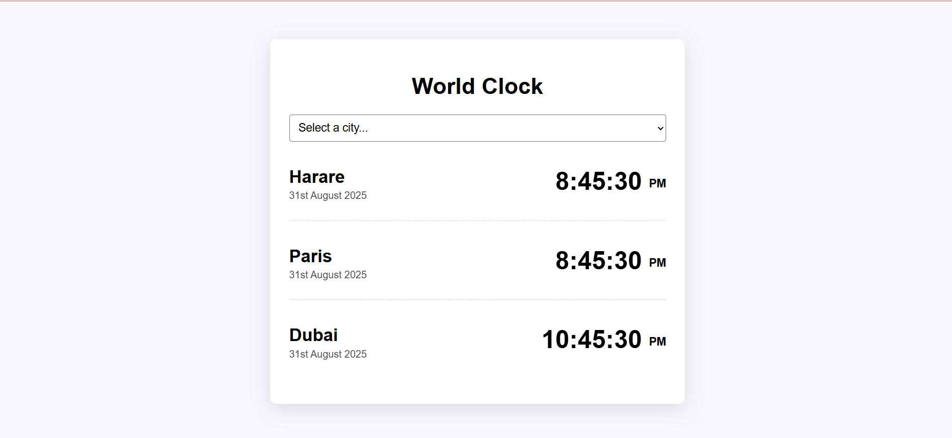 World Clock Project Preview